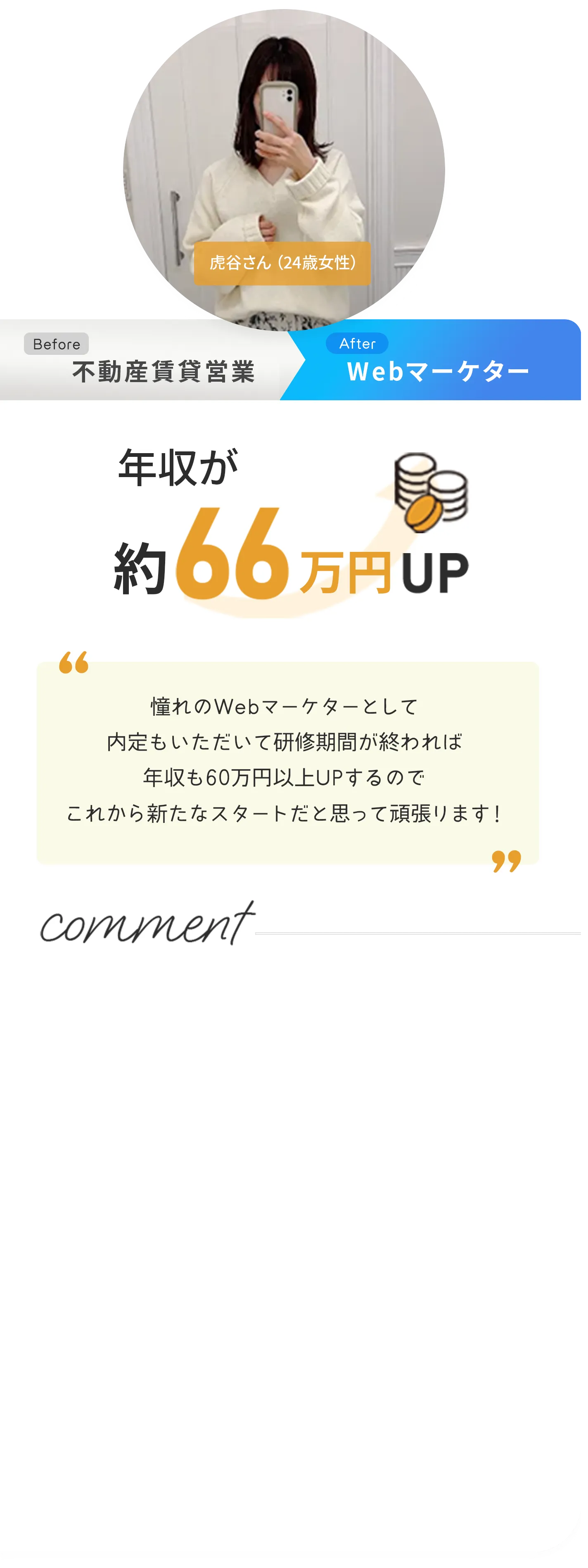 年収が66万円アップした元不動産賃貸営業虎谷さん