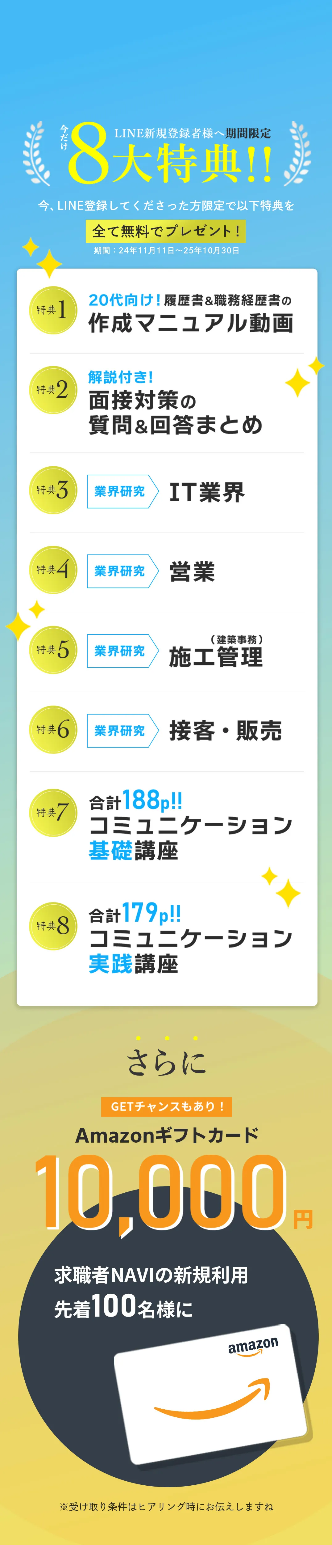 今だけ８大特典無料プレゼント。さらに新規利用先着100名様にAmazonギフトカード10000円